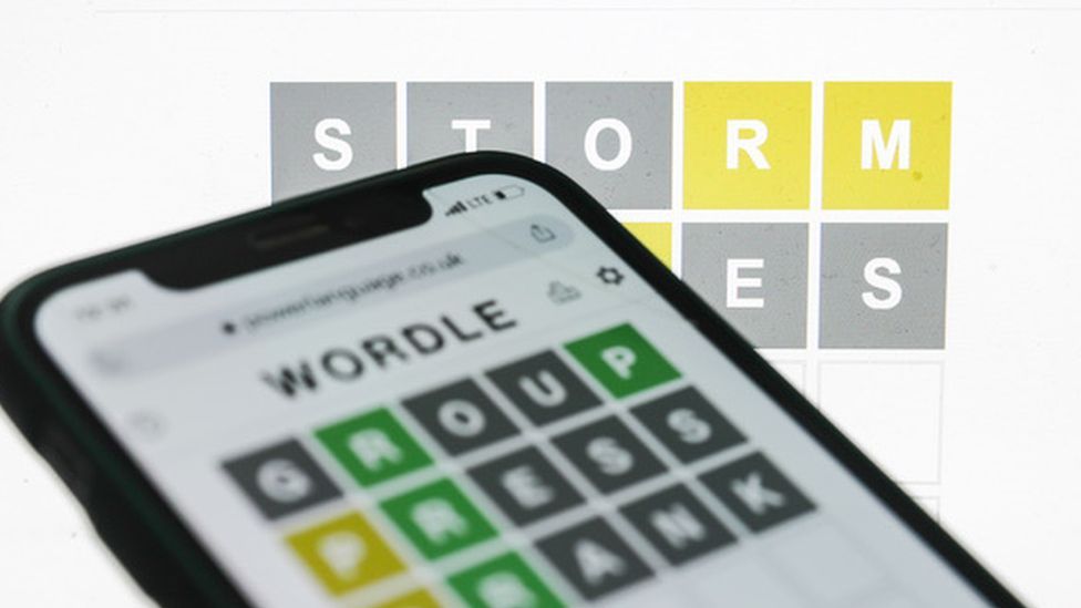 Wordle grid on a phone